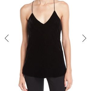 Theory Velvet draped back slip top